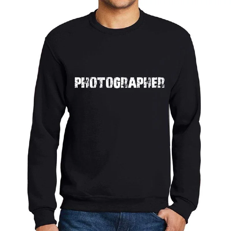 Smart Suits Men's Printed Graphic Sweatshirt Popular Words PHOTOGRAPHER Deep Black