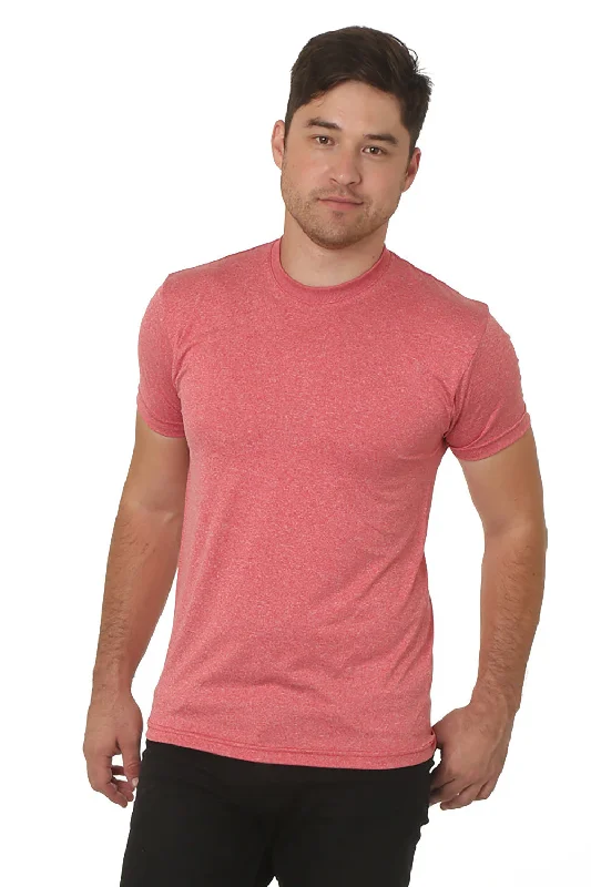 Casual Fits Bayside Mens USA Made Performance Short Sleeve Crewneck T-Shirt - Cationic Red - Closeout
