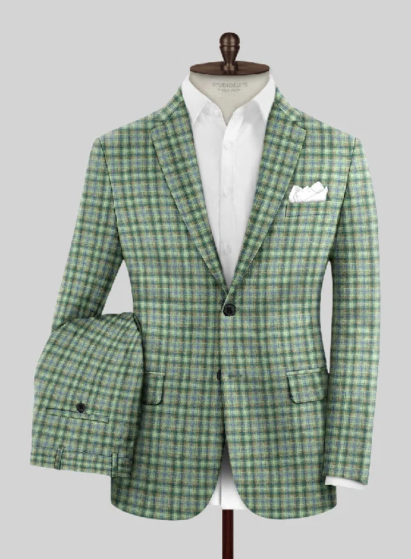 Basic Essentials Noble Mariana Green Wool Silk Linen Suit