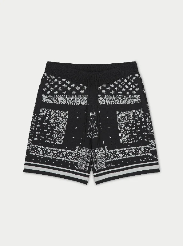 Comfy Tops PAISLEY KNITTED SHORTS - BLACK