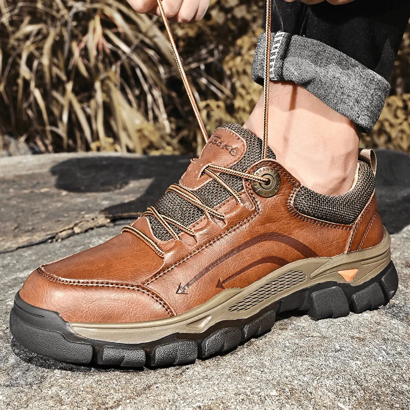 Basic Essentials Men Cowhide Leather Breathable Soft Sole Non Slip Outdoor Climbing Casual Sports Shoes Basic Essentials Men Cowhide Leather Breathable Soft Sole Non Slip Outdoor Climbing Casual Sports Shoes