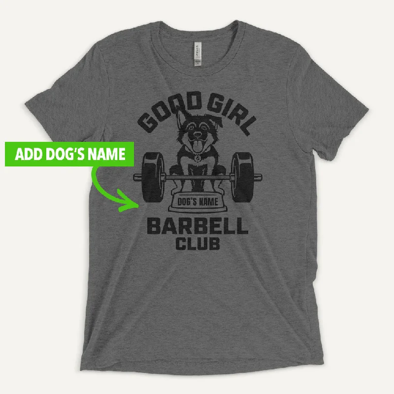 Cozy Jackets Good Girl Barbell Club Personalized Men’s Triblend T-Shirt — German Shepherd