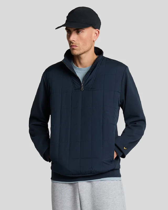 Chic Styles Hybrid Quilted 1/4 Zip Sweatshirt