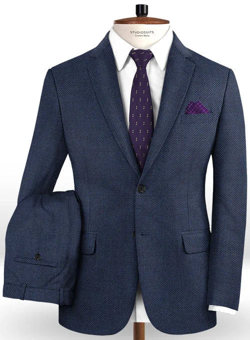 Smart Pants Caccioppoli Dapper Dandy Rupana Birdseye Blue Wool Suit