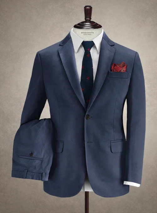 All-Weather Outfits Caccioppoli Cotton Gabardine Marine Blue Suit