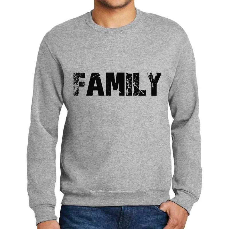 Casual Button-ups Men's Printed Graphic Sweatshirt Popular Words FAMILY Grey Marl
