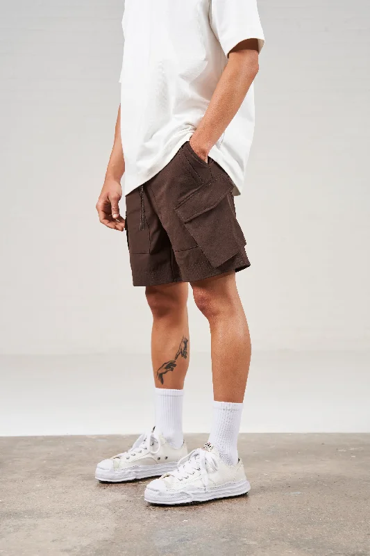Fashionable Wear PANELLED CARGO SHORT - COFFEE