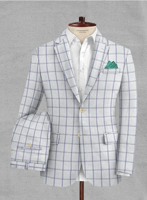 Versatile Wear Solbiati White Checks Seersucker Suit