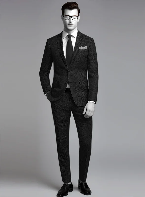 Chic Styles Napolean Stretch Black Wool Suit
