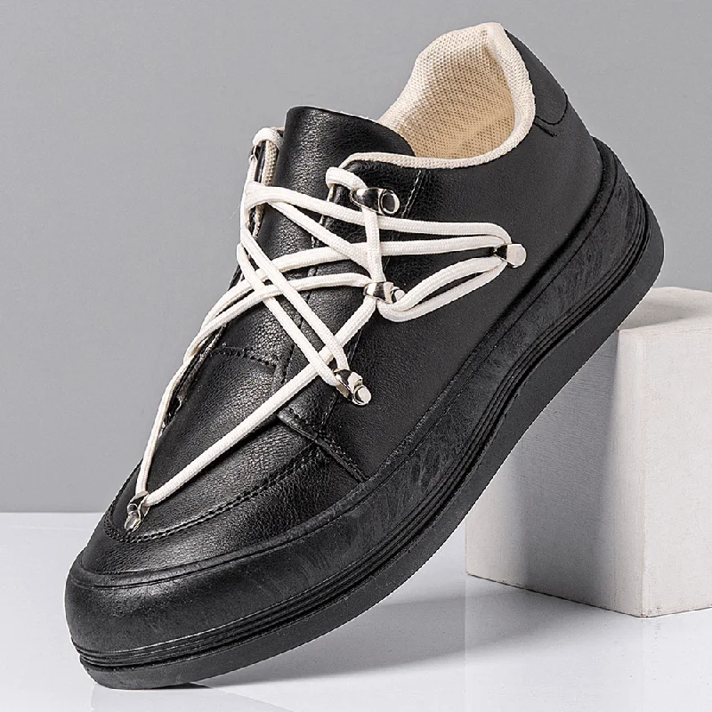 Chic Outfits Men Solid Color Slip Resistant Lace-Up Casual Sneakers