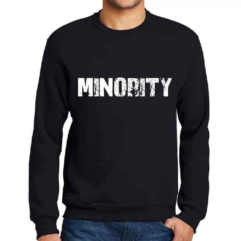 Chic Outfits Men's Printed Graphic Sweatshirt Popular Words MINORITY Deep Black
