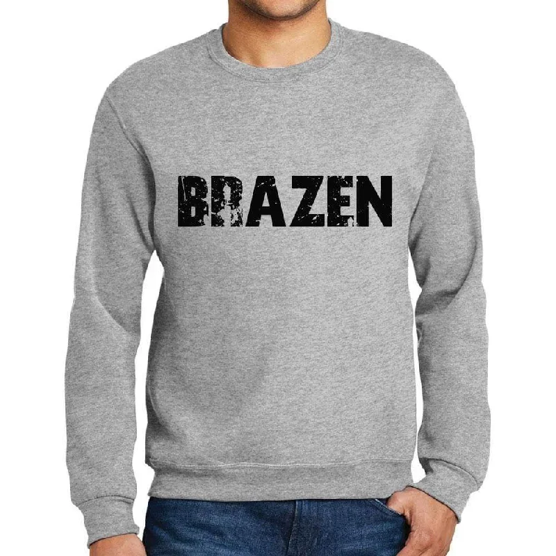 Smart Wear Men's Printed Graphic Sweatshirt Popular Words BRAZEN Grey Marl