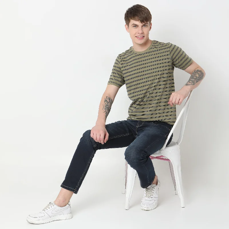 Casual Outerwear Regular Fit Striped T-Shirt