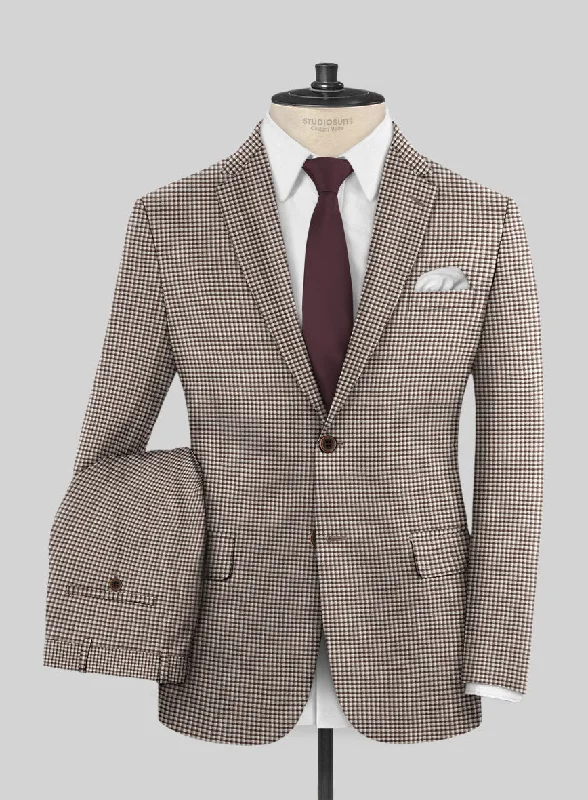 Street Style Tops Reda Beltra Brown Checks Wool Suit