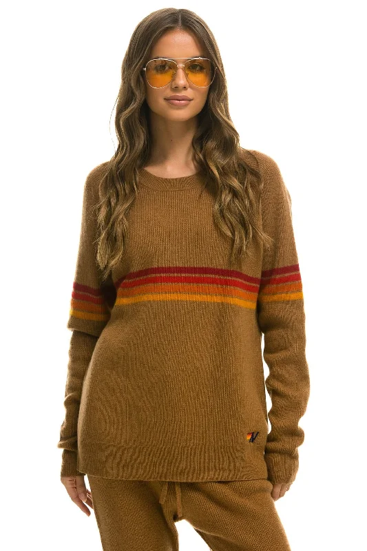 Designer Casuals RAINBOW STRIPE 4 UNISEX CASHMERE SWEATER - BUTTERSCOTCH