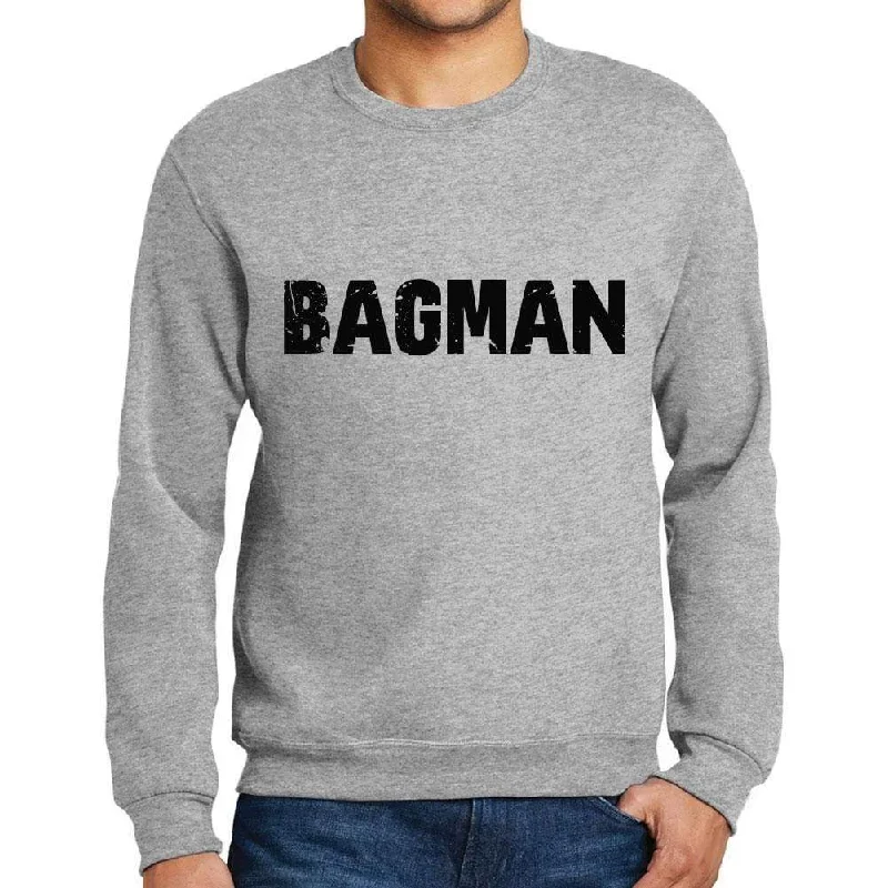 Lightweight Tops Men's Printed Graphic Sweatshirt Popular Words BAGMAN Grey Marl