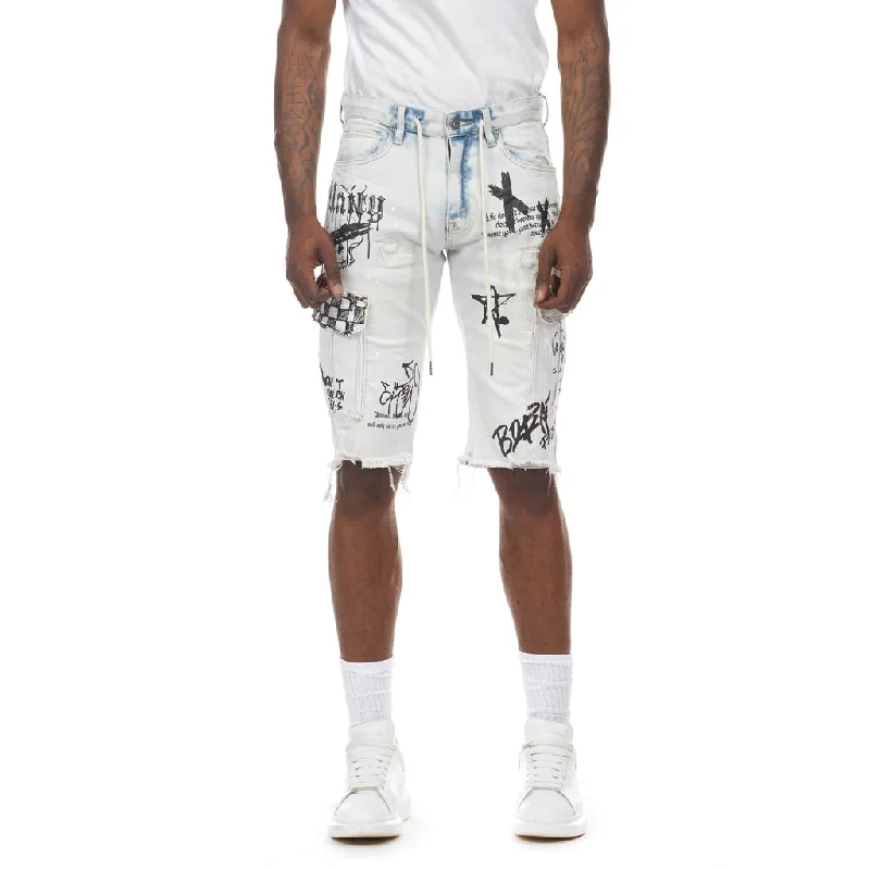 Elegant Outfits Big and Tall Doodle Cargo Utility Shorts - Rivington Blue