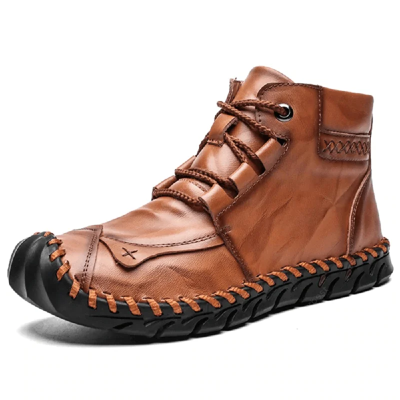 Elegant Outfits Menico Men Anti-Collision Leather Hand Stitching Slip Resistant Outdoor Ankle Boots