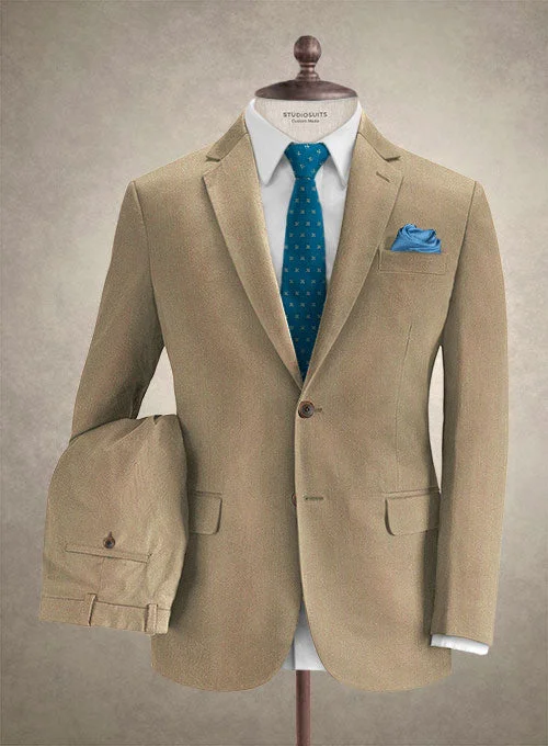 Easygoing Wardrobe Caccioppoli Herringbone Solar Tan Cotton Suit