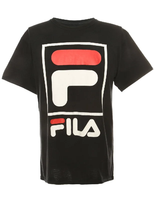 Fall Fashion Black Fila Printed T-shirt - M