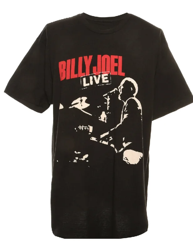 Winter Jackets Billy Joel Black Printed T-shirt - M