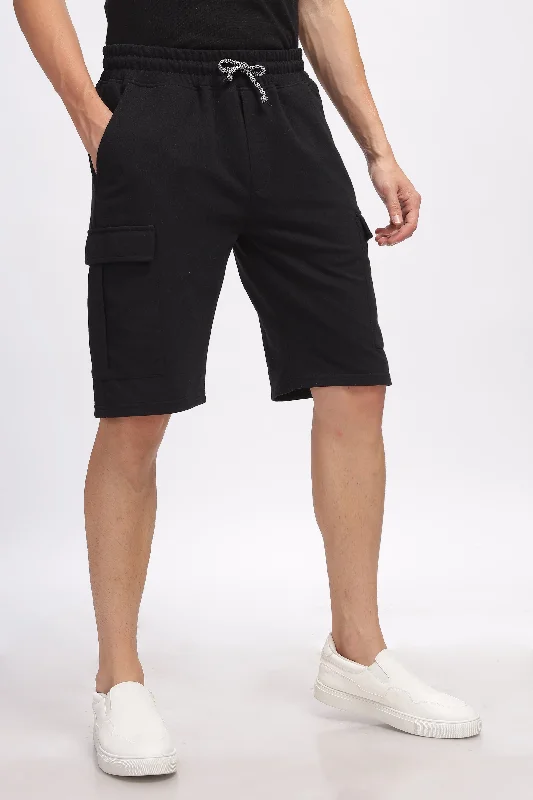 Basic Essentials Black Premium Loop Knit Cotton Shorts