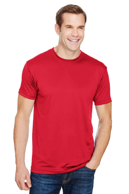 Lightweight Jackets Bayside Mens USA Made Performance Short Sleeve Crewneck T-Shirt - Red