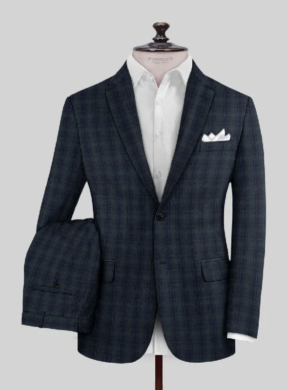Stylish Suits Noble Domenico Check Wool Silk Linen Suit
