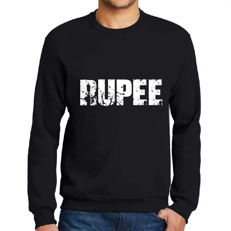 Formal Shirts Men's Printed Graphic Sweatshirt Popular Words RUPEE Deep Black