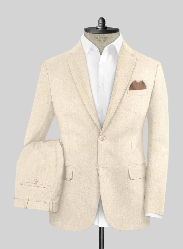 Layered Outfits Noble Cream Wool Silk Linen Suit