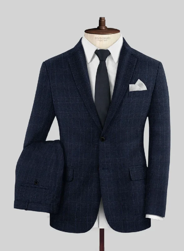 Winter Outfits Reda Elian Blue Checks Wool Suit