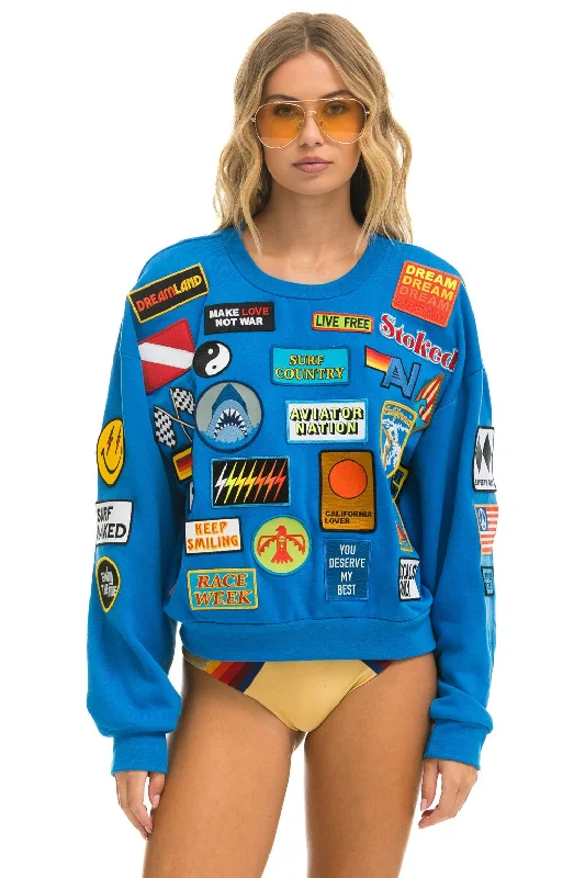 Trendy Sweaters VINTAGE PATCH RELAXED CREW SWEATSHIRT - OCEAN