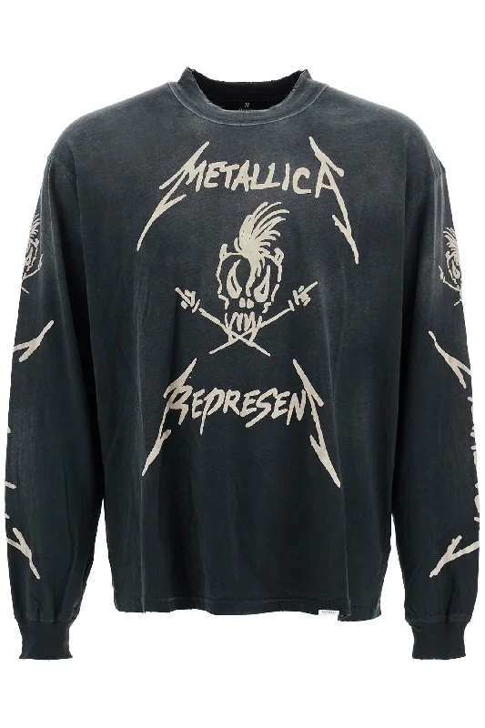 Athletic Outfits Represent Men's  Stained Cotton And Hemp T-Shirt With Metallica Print