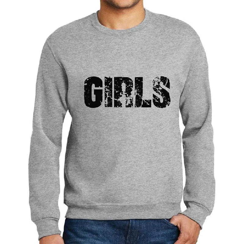 Casual Trousers Men's Printed Graphic Sweatshirt Popular Words GIRLS Grey Marl