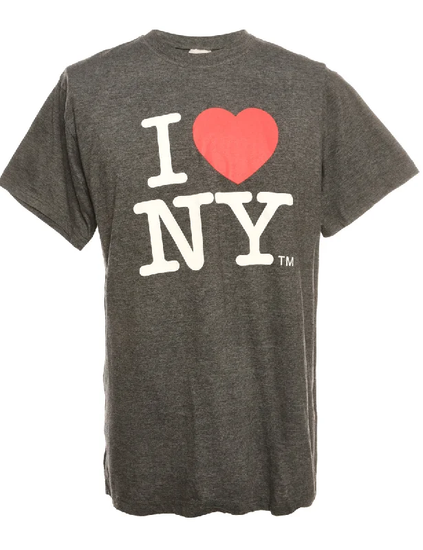 Fashionable Wear Dark Grey Printed T-shirt - L