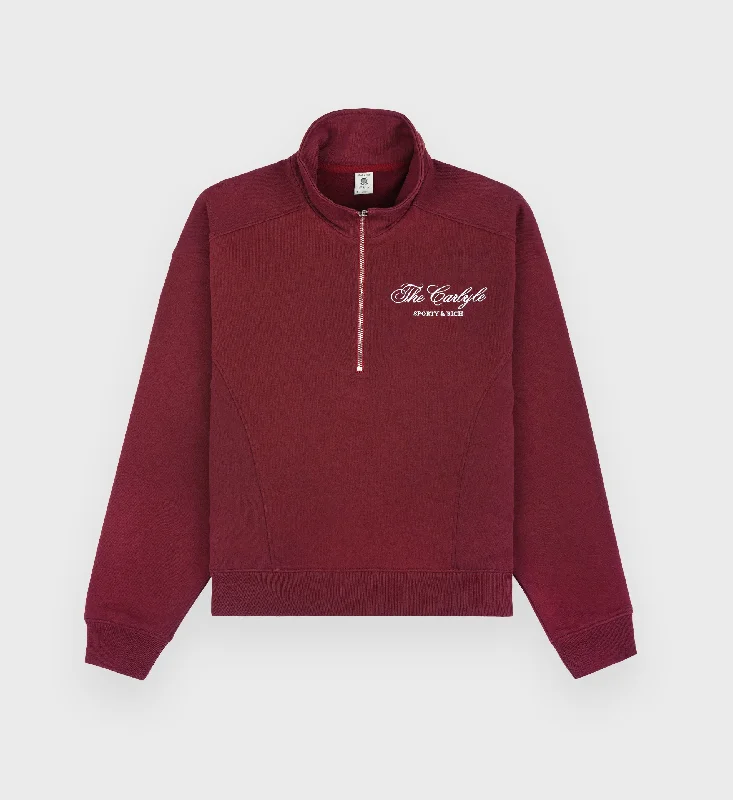 Formal Casuals The Carlyle Script Quarter Zip - Merlot/White