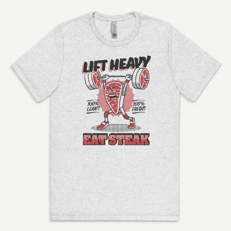 Classic Designs Lift Heavy Eat Steak Men’s Triblend T-Shirt