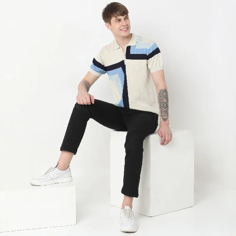Fashion Jeans Regular Fit Geometric T-Shirt