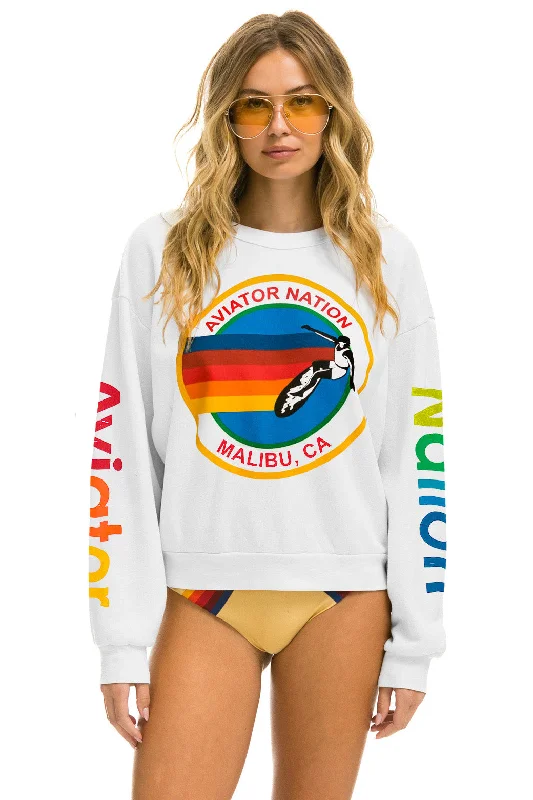 Modern Clothing AVIATOR NATION MALIBU RELAXED CREW SWEATSHIRT - WHITE