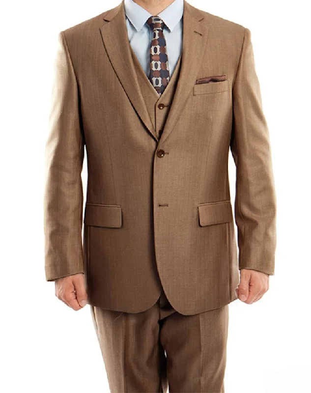 Classic Styles Toast 3 Piece Modern Fit Suit 2 Button V-Neck Vest