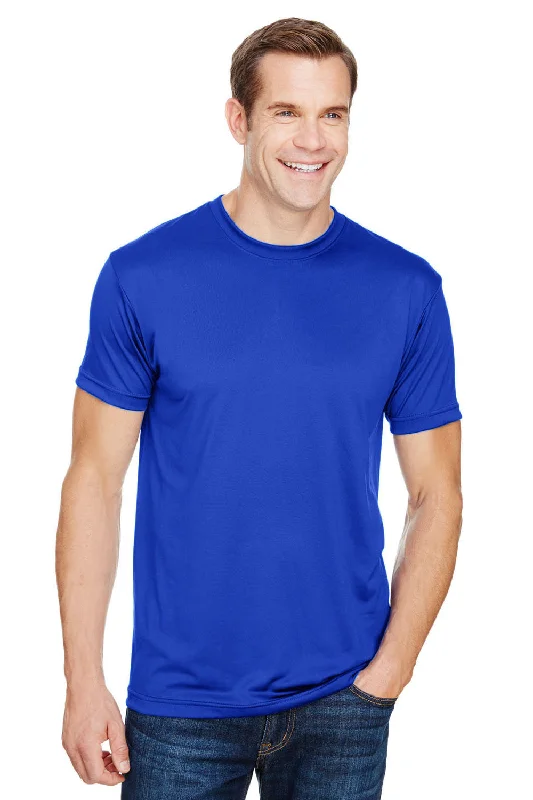 Stylish Jackets Bayside Mens USA Made Performance Short Sleeve Crewneck T-Shirt - Royal Blue