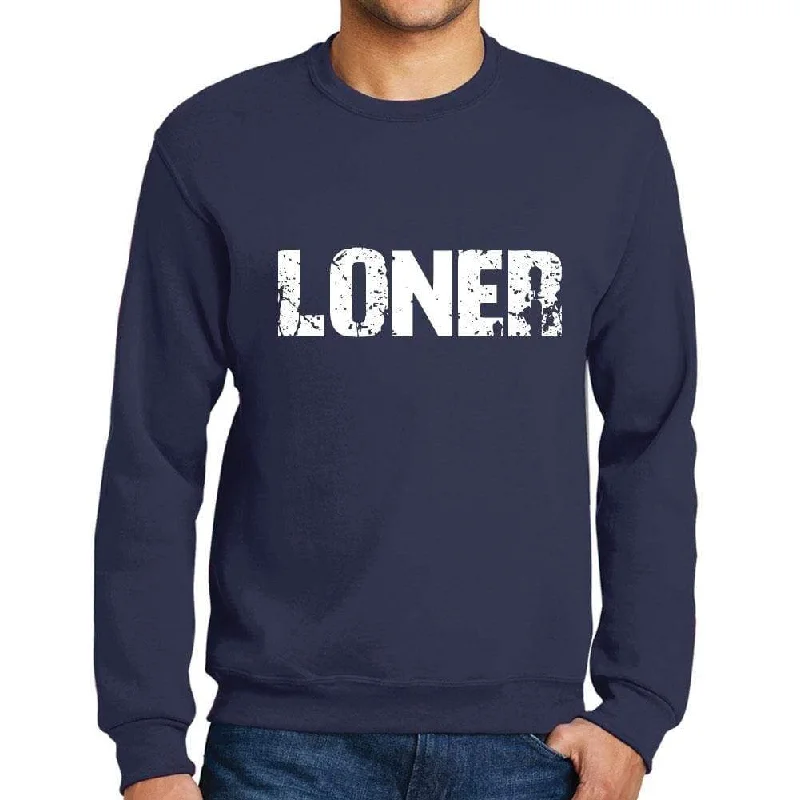 Outdoor Gear Men's Printed Graphic Sweatshirt Popular Words LONER French Navy