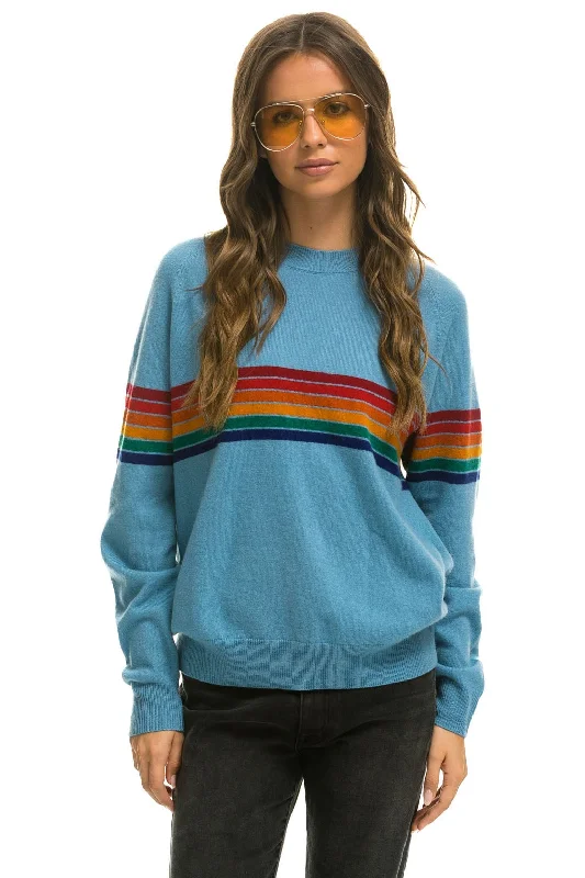 Relaxed Jackets RAINBOW STRIPE 6 UNISEX LIGHT CASHMERE SWEATER - OCEAN