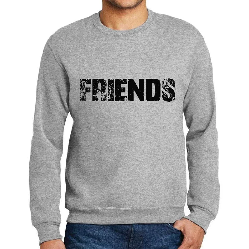 Modern Clothing Men's Printed Graphic Sweatshirt Popular Words FRIENDS Grey Marl