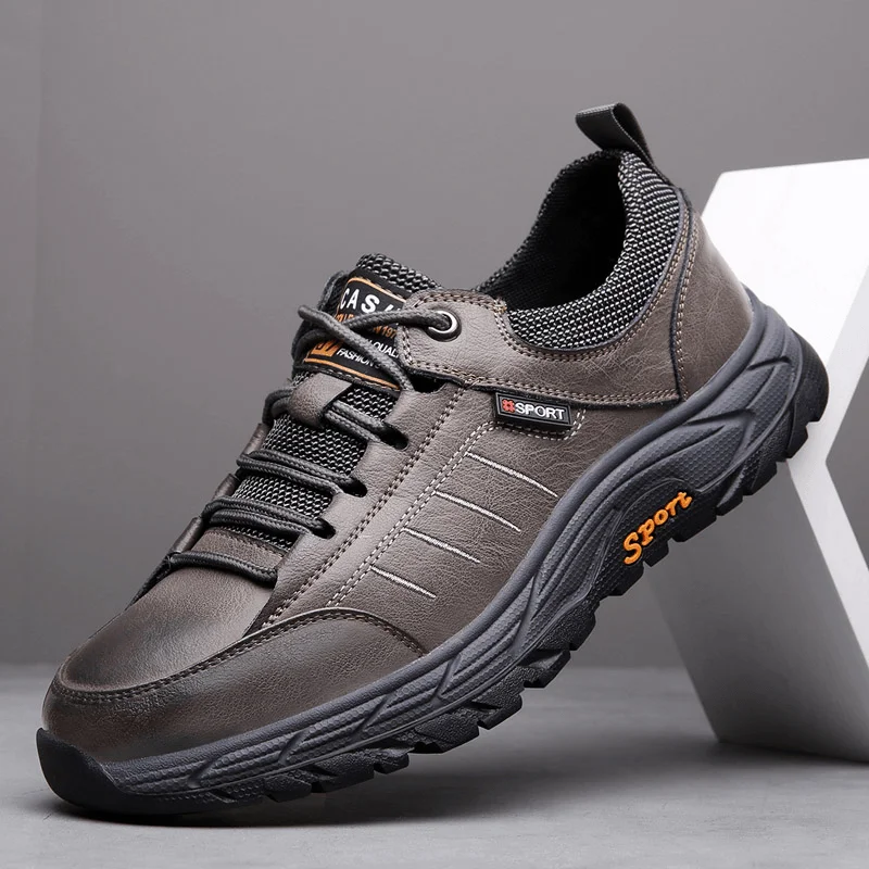 Casual Jackets Men Cowhide Leather Breathable Soft Sole Waterproof Non Slip Outdoor Casual Sports Shoes