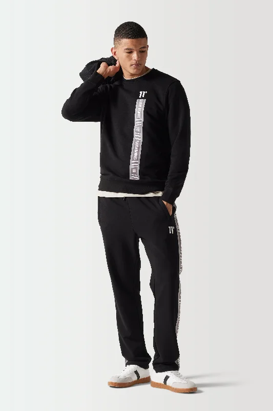 Stylish Jackets Retro Taped Sweatshirt - Black