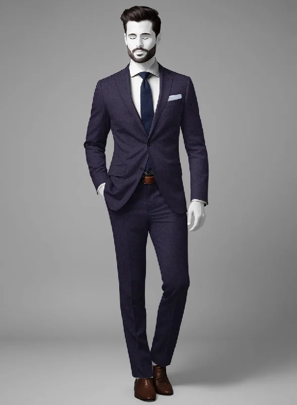 Comfortable Fits Napolean Eggplant Wool Suit