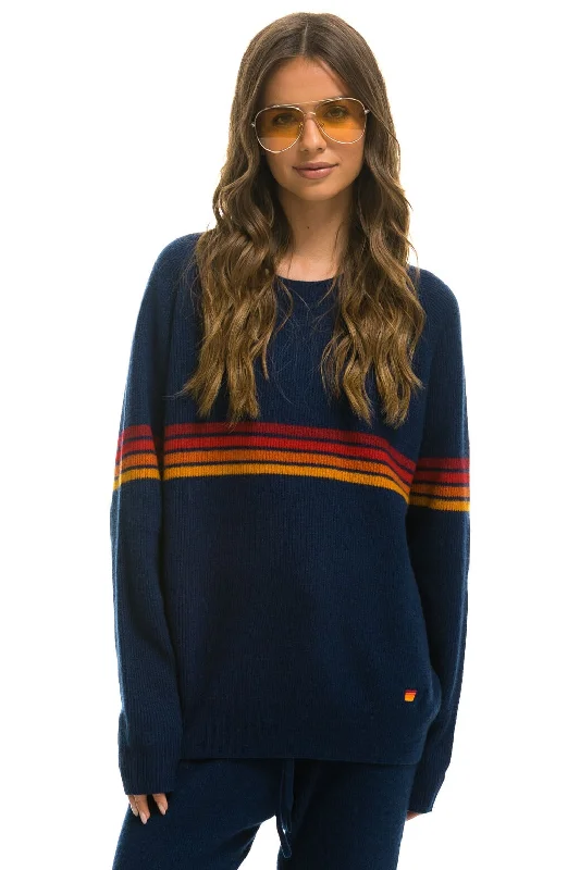 Urban Outfits RAINBOW STRIPE 4 UNISEX CASHMERE SWEATER - MIDNIGHT