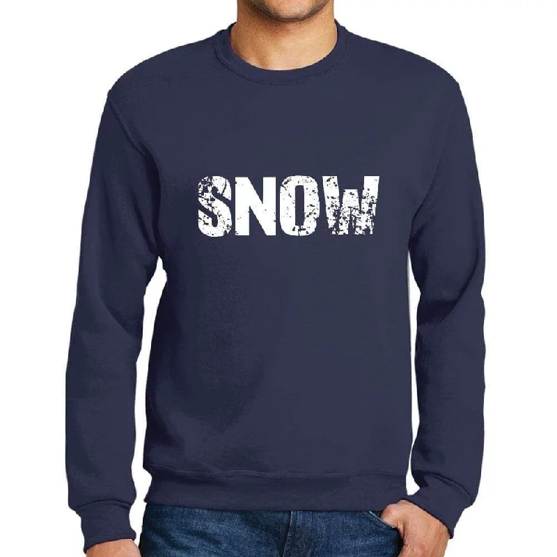 Casual Shirts Men's Printed Graphic Sweatshirt Popular Words SNOW French Navy