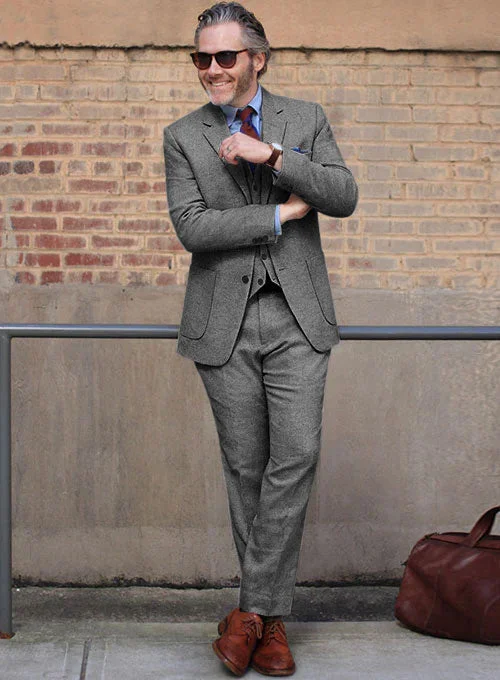 Daily Looks Light Weight Dark Gray Tweed Suit
